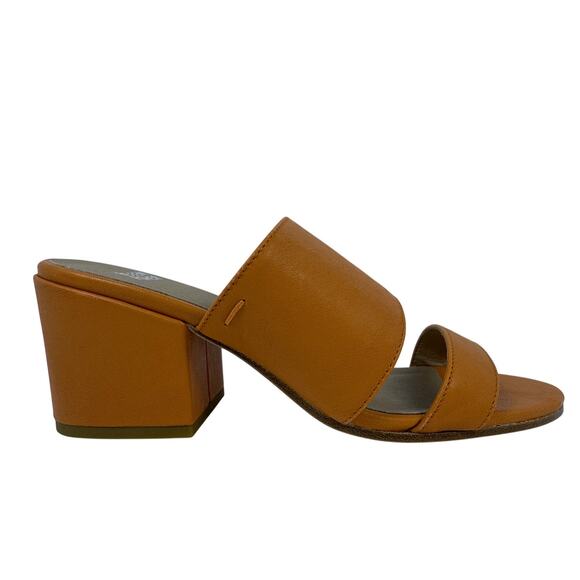 Eileen Fisher Rome Mule Sandal Womens 8 Orange Leather Straps Slip On Block Heel main image 9